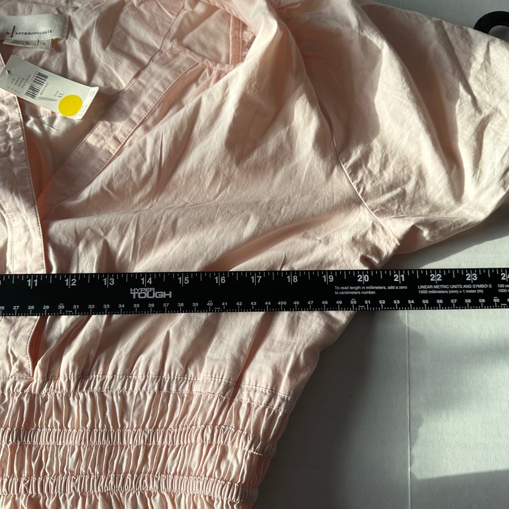 Anthropologie Peach Cotton Somerset Smocked Tiered Midi Dress XL New - Picture 5 of 8
